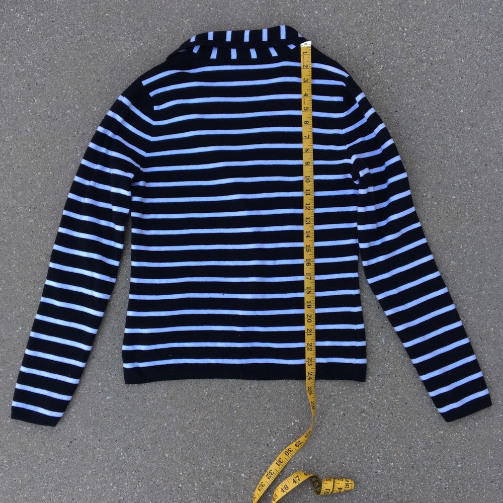 Chaps Black & White Stripe Button Up Cardigan - image 6